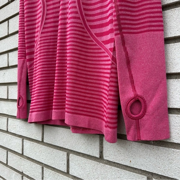 Lululemon Swiftly Tech Long Sleeve Crew Heathered Berry Rumble Pink Striped - Picture 5 of 12
